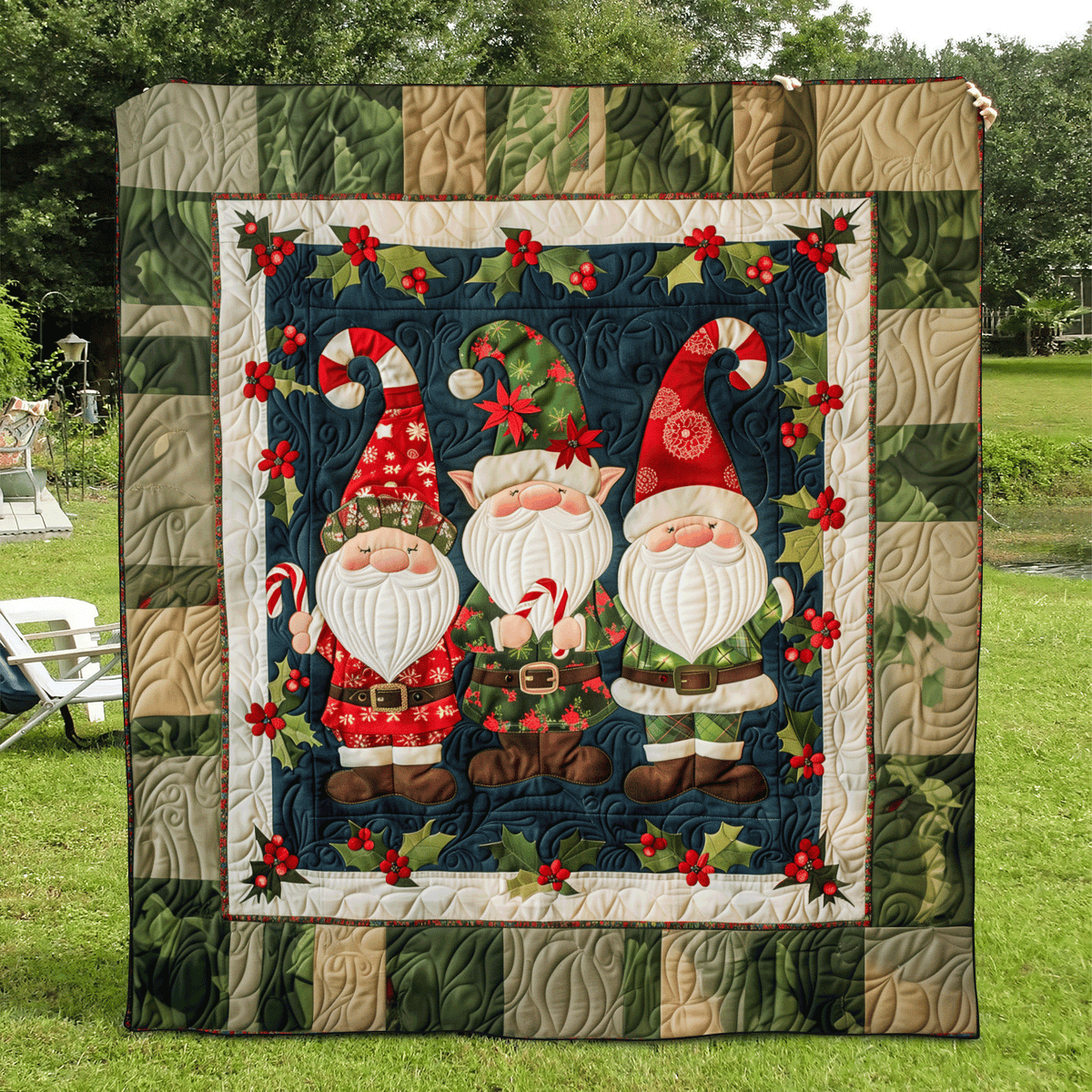 Festive Gnome Quilted Blanket