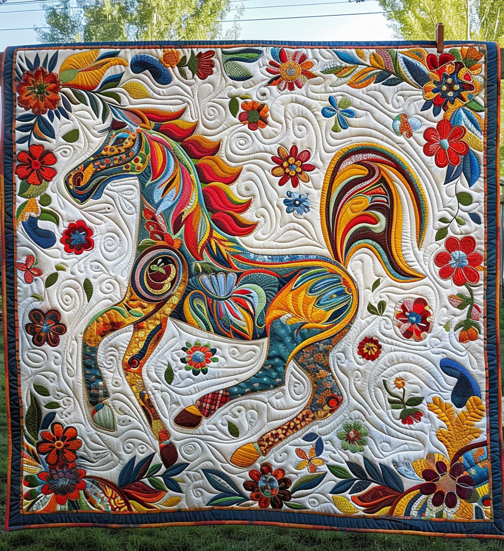 Festive Horse Quilted Blanket