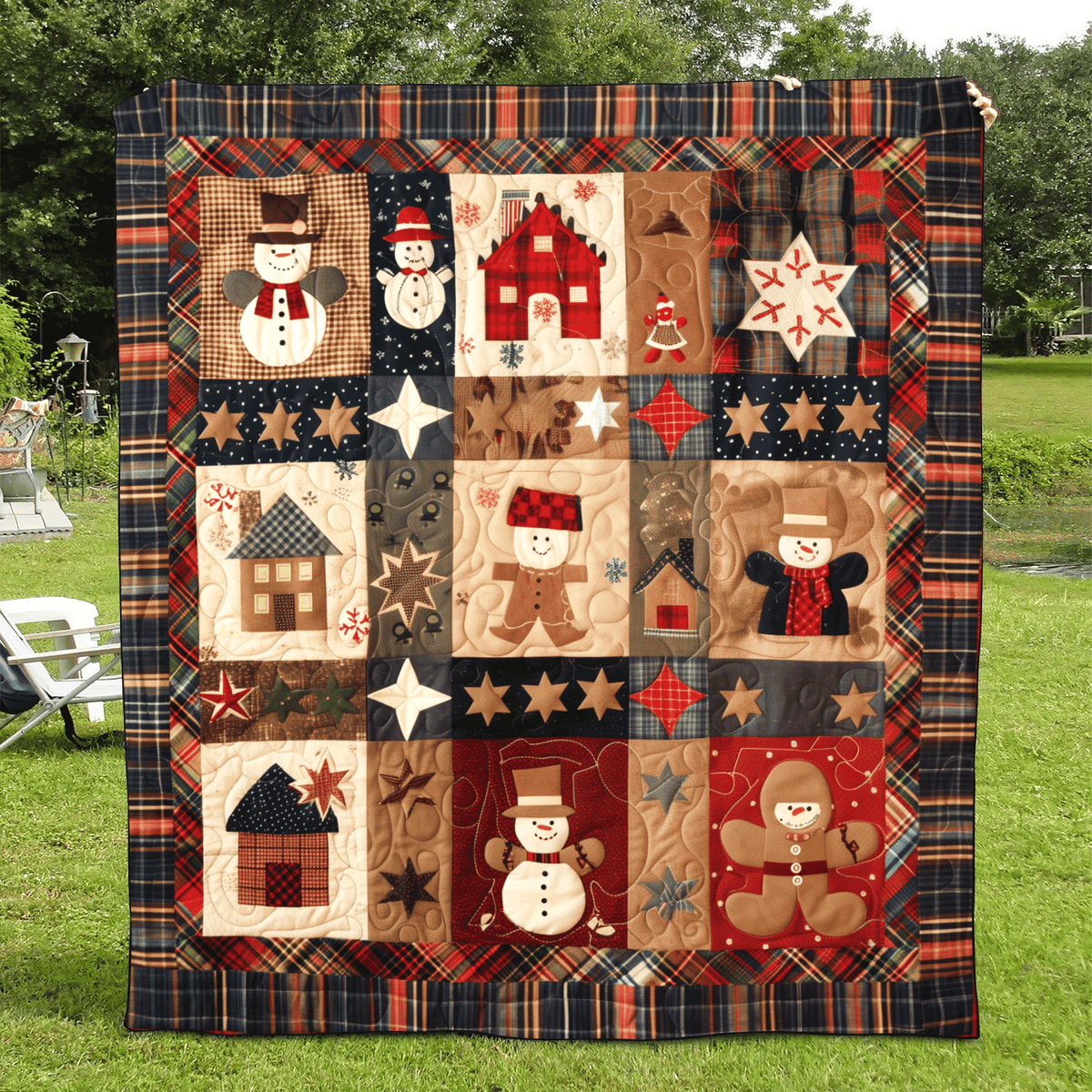Festive Patchwork Quilted Blanket