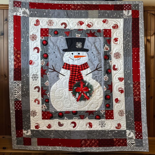 Festive Snowman Holiday Quilted Blanket