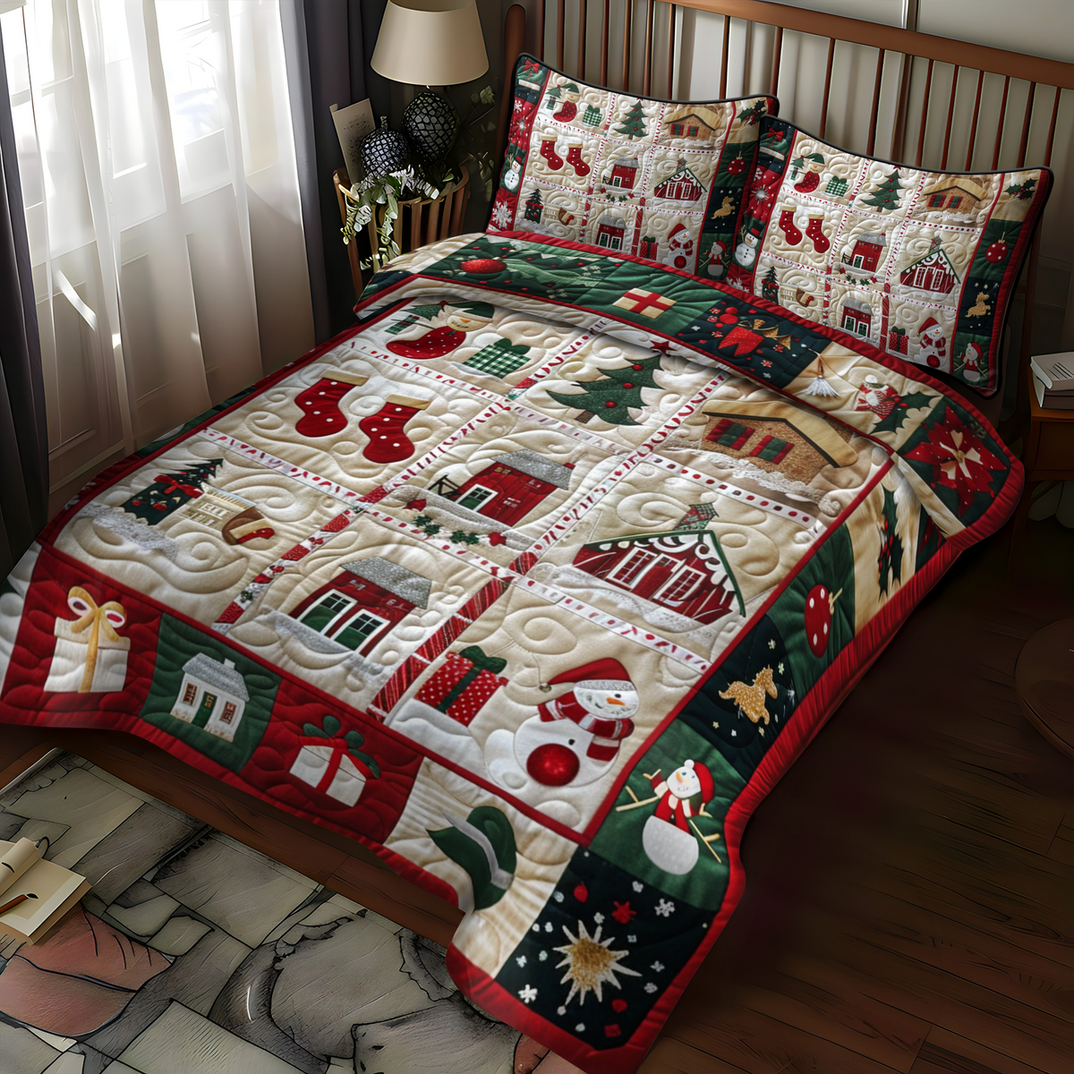 Festive Village 3-Piece Quilted Bedding Set
