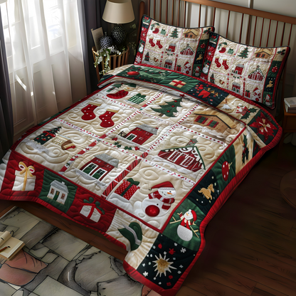Festive Village 3-Piece Quilted Bedding Set