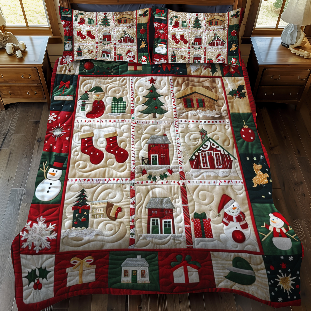 Festive Village 3-Piece Quilted Bedding Set