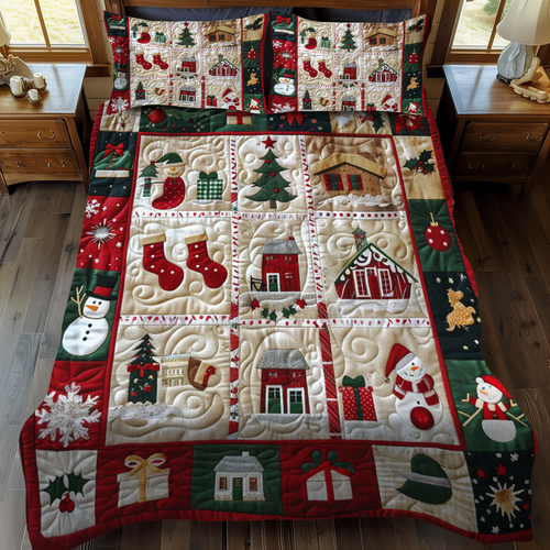 Festive Village 3-Piece Quilted Bedding Set