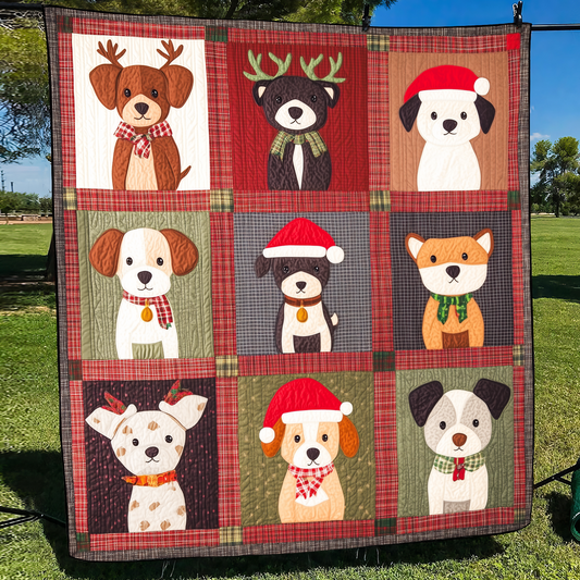 Festive Dog Fun Quilted Blanket