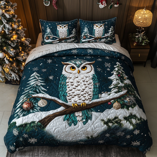 Festive Feather 3-Piece Quilted Bedding Set