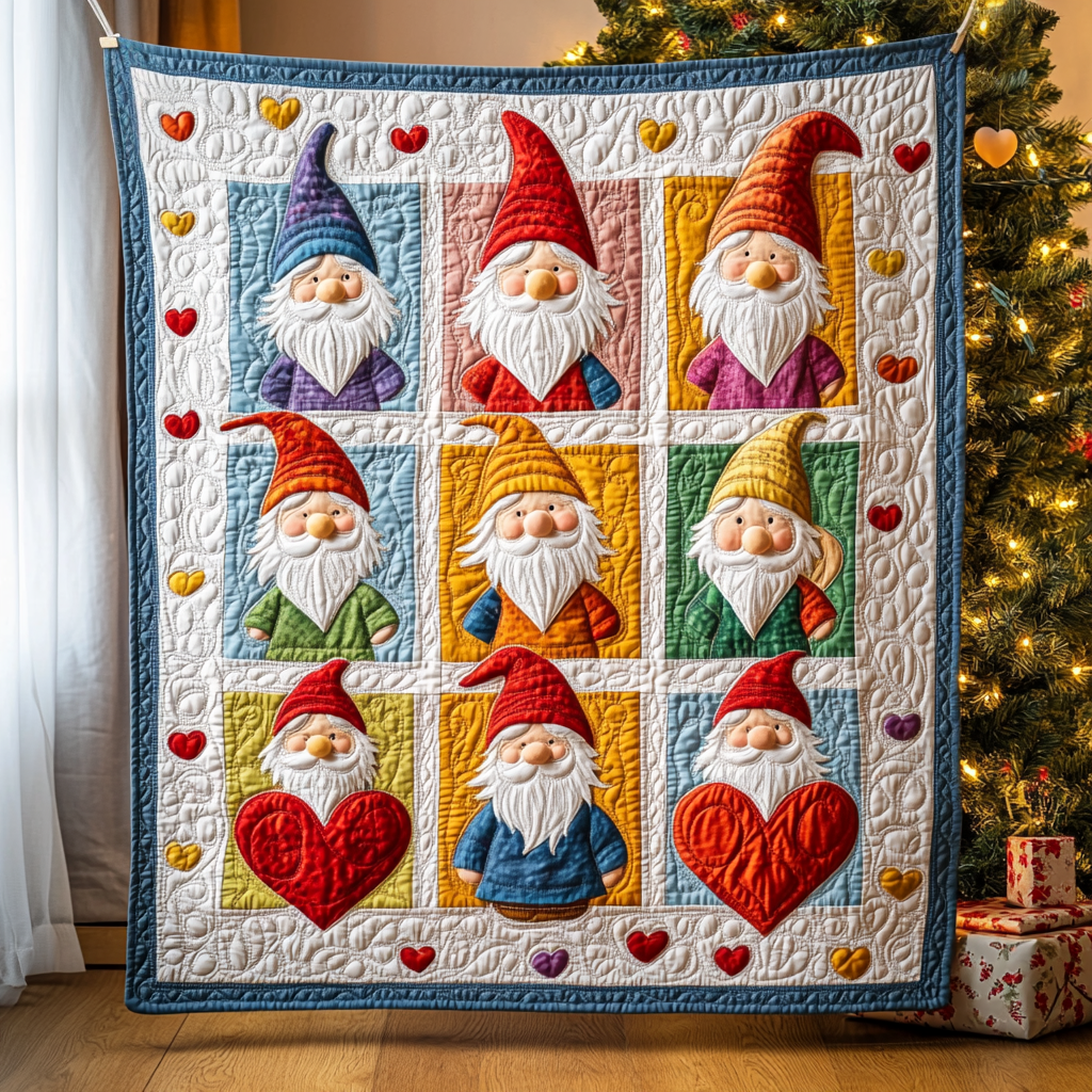 Festive Gnomes Quilted Blanket