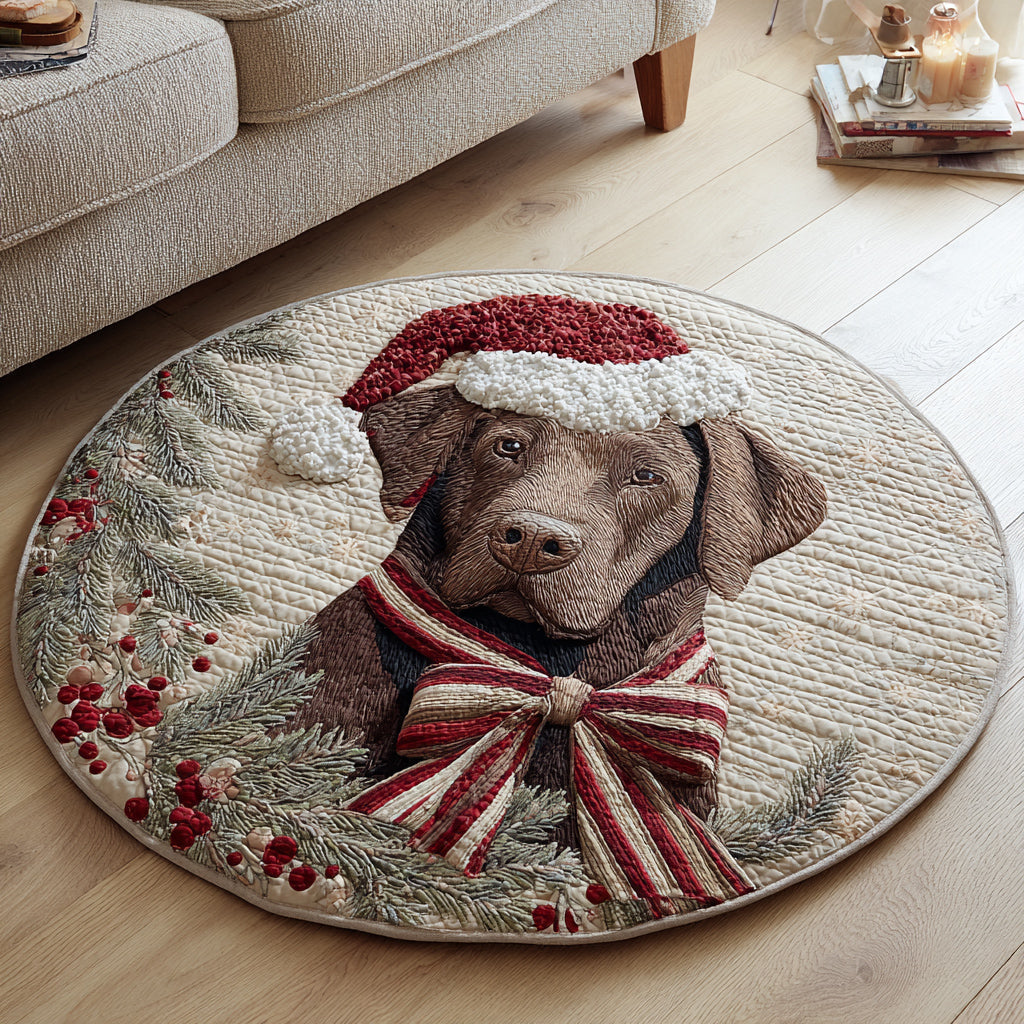 Festive Labrador Retriever Quilted Round Mat