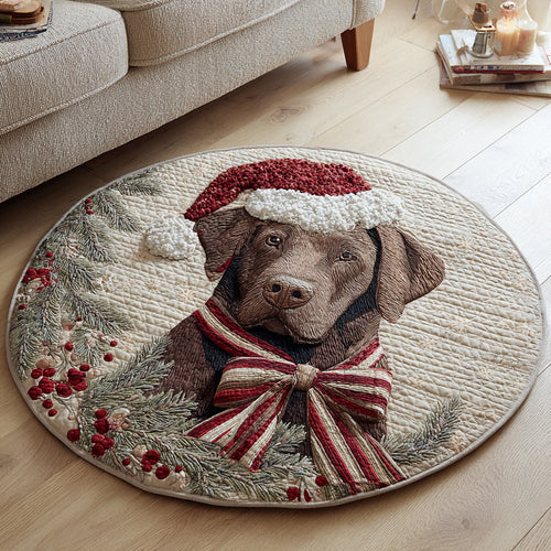 Festive Labrador Retriever Quilted Round Mat