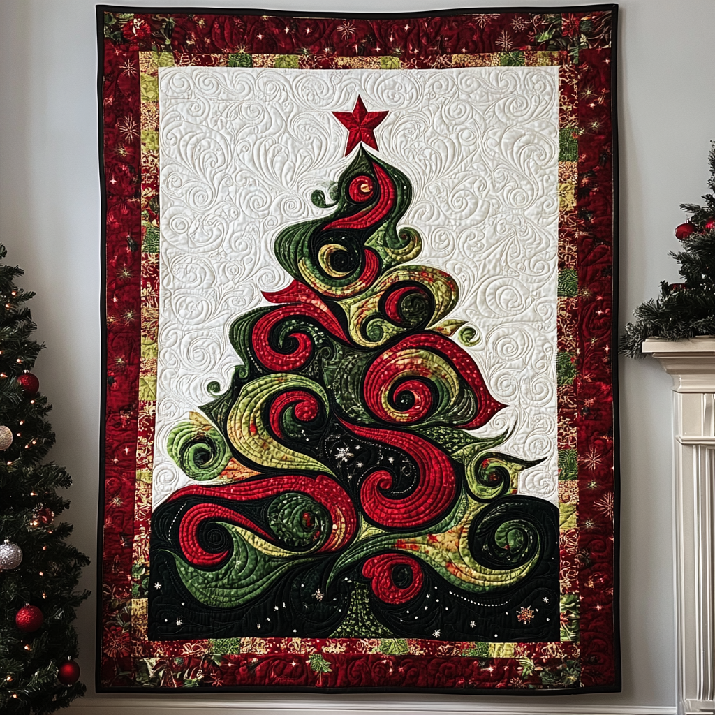 Festive Tree Quilted Blanket