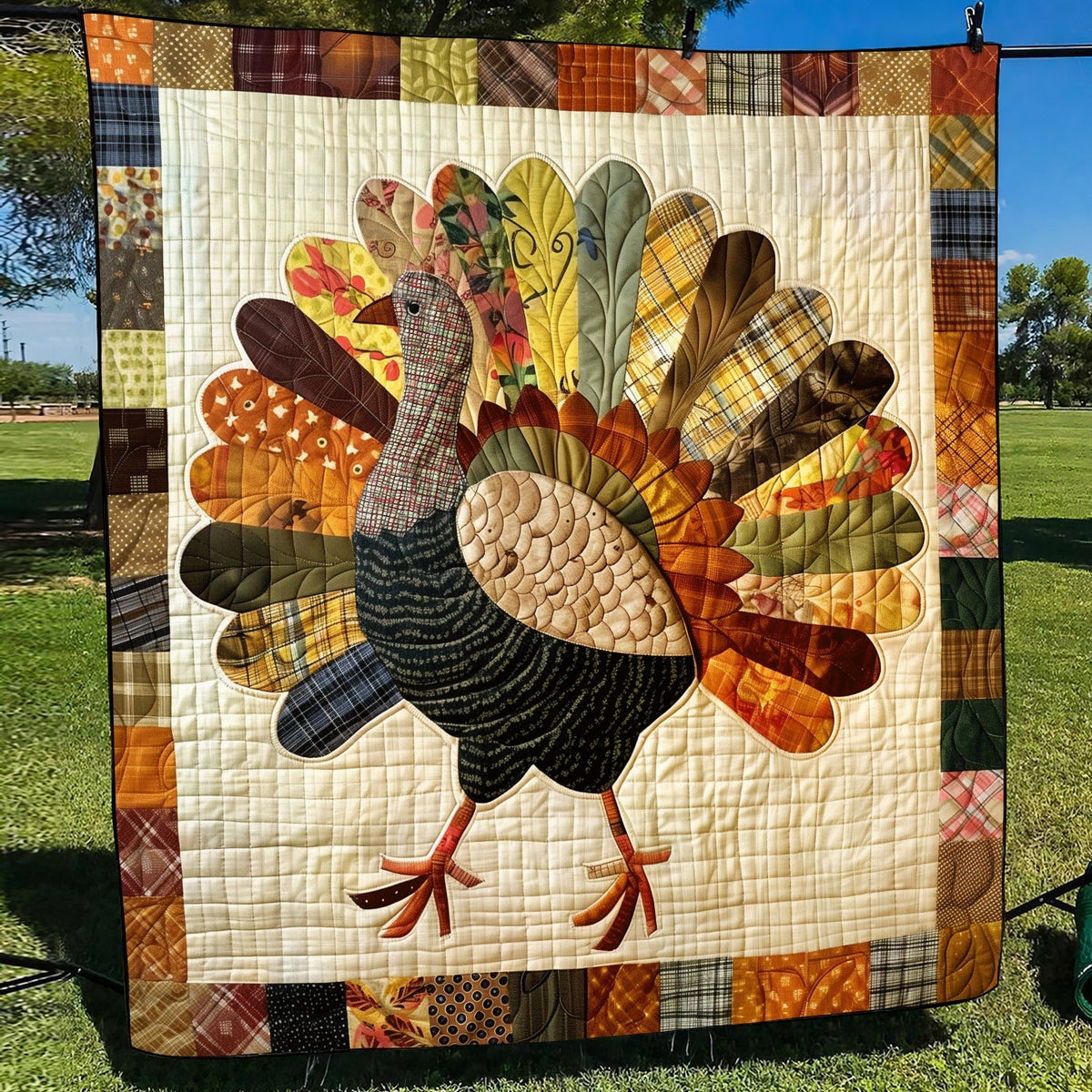 Festive Turkey Quilted Blanket