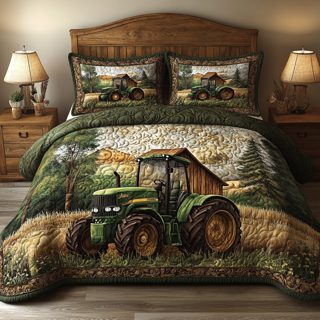 Field King 3-Piece Quilted Bedding Set