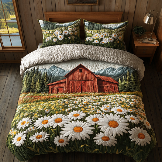 Field of Daisies 3-Piece Quilted Bedding Set