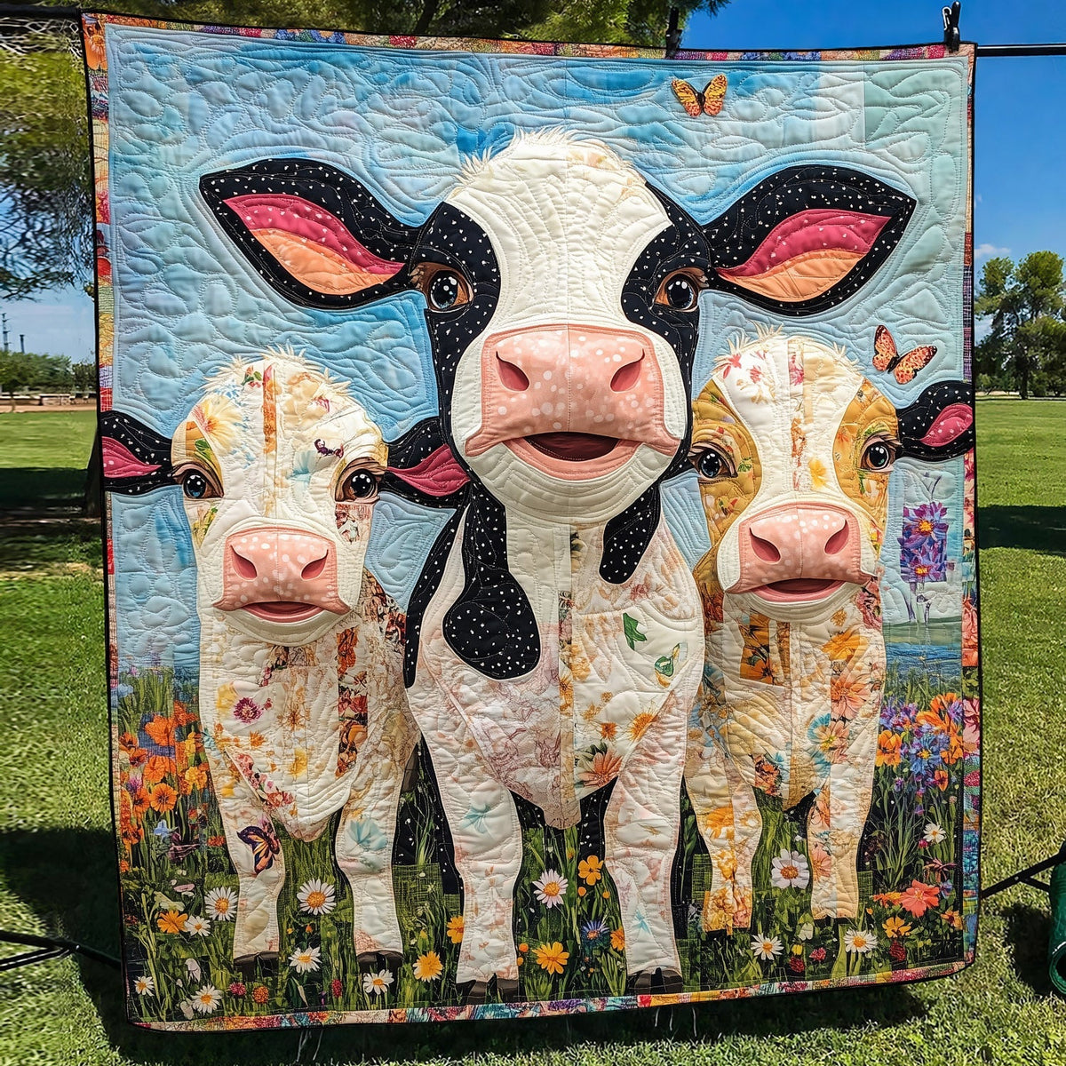 Field of Friends Quilted Blanket