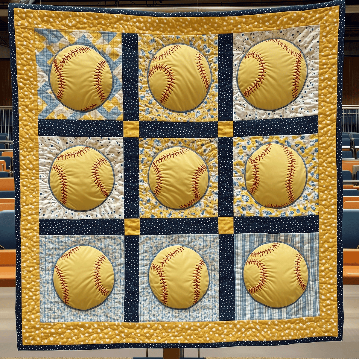 Field of Softball Quilted Blanket