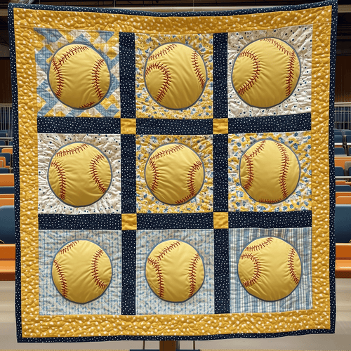 Field of Softball Quilted Blanket