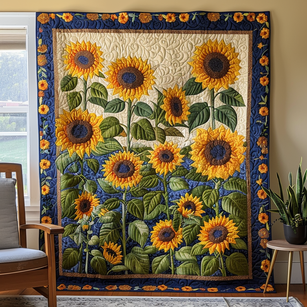 Field of Sunflowers Quilted Blanket