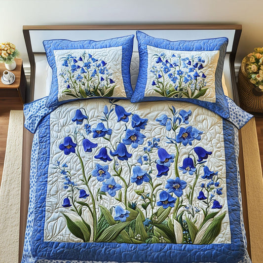 Fields of Blue 3-Piece Quilted Bedding Set