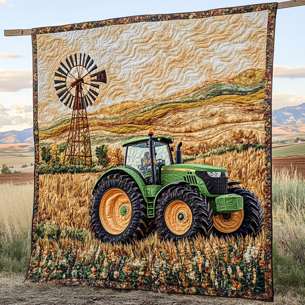 Fields of Green Quilted Blanket