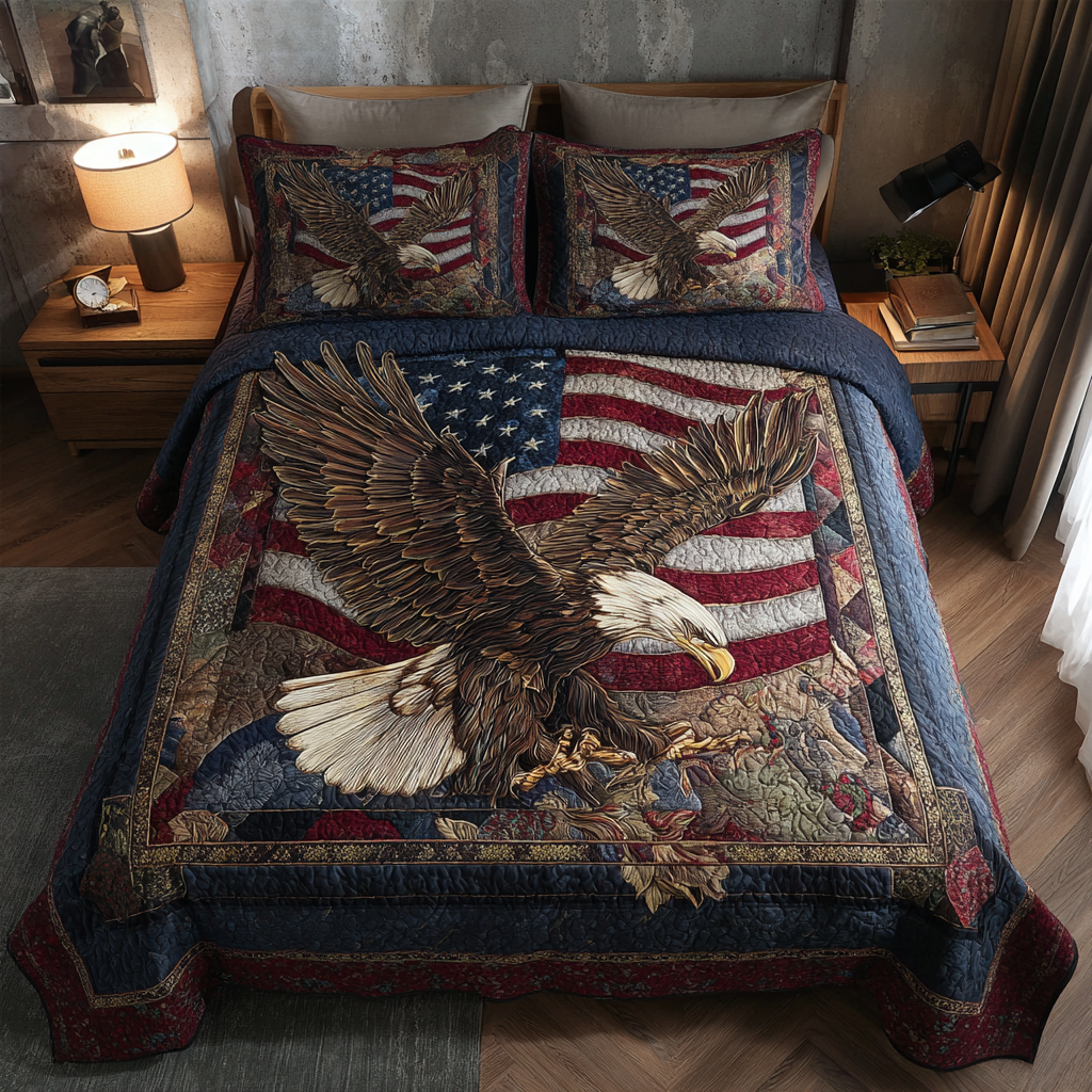 Fierce Eagle 3-Piece Quilted Bedding Set