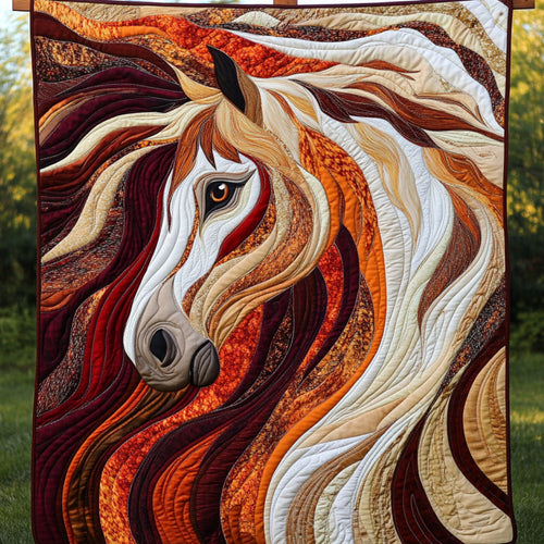 Fiery Gallop Quilted Blanket