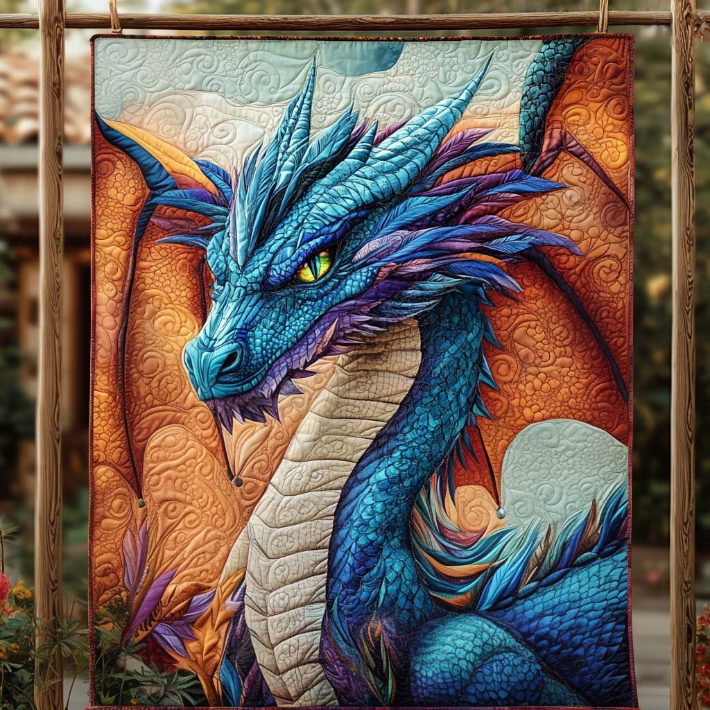 Fiery Glare Quilted Blanket