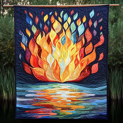 Fiery Reflection Quilted Blanket