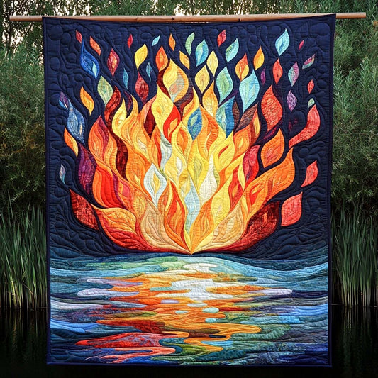 Fiery Reflection Quilted Blanket