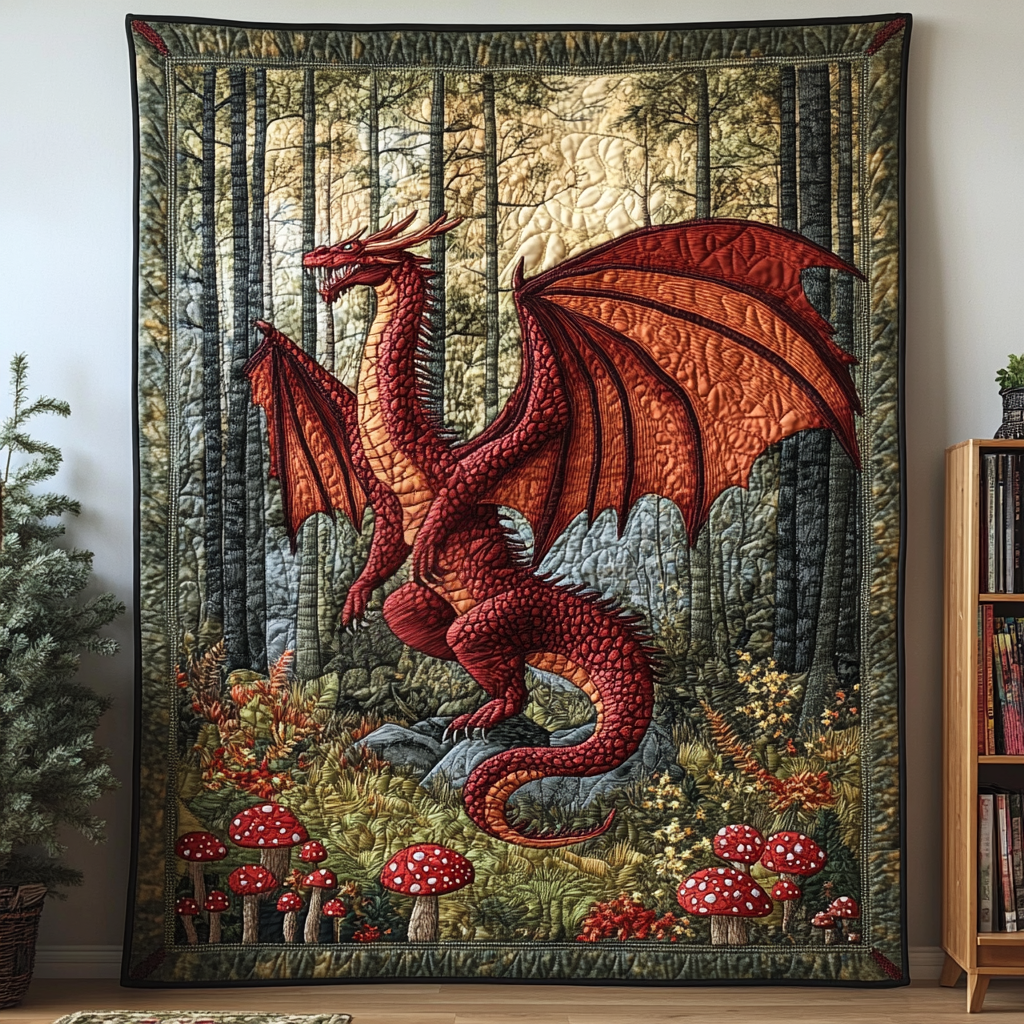 Firestorm Dragon Quilted Blanket