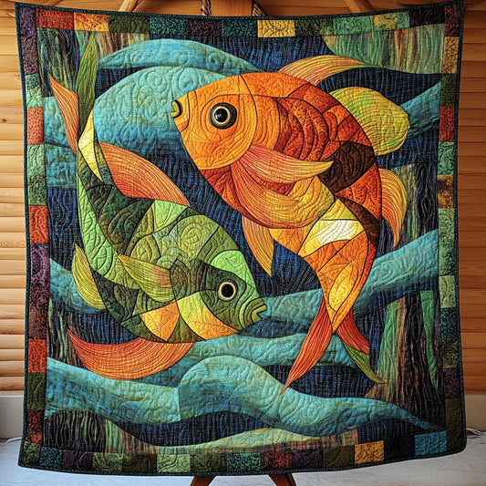 Fish Dance Quilted Blanket