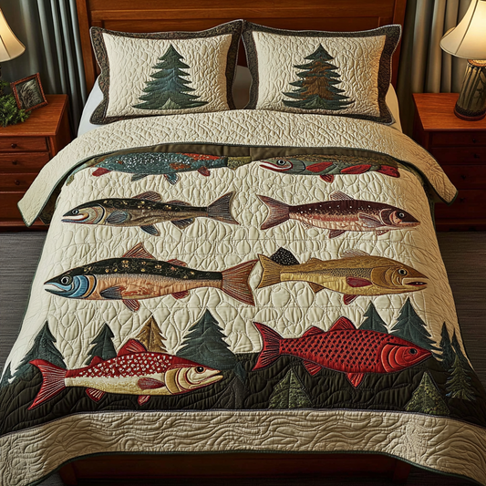 Fishing Dreams 3-Piece Quilted Bedding Set