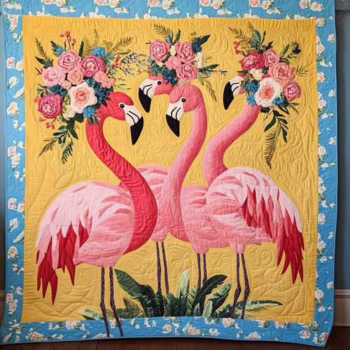 Flamingo Frolic Quilted Blanket