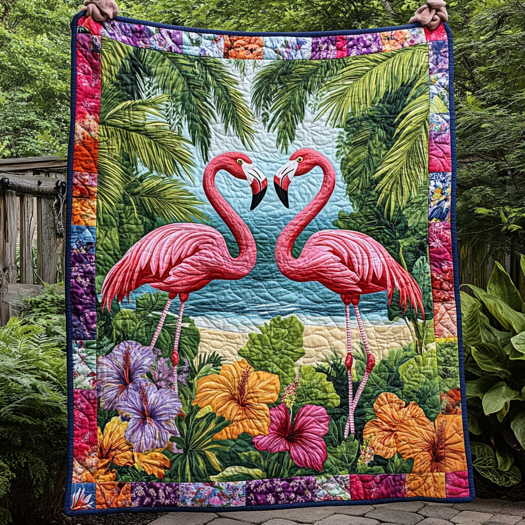 Flamingo Bliss Quilted Blanket