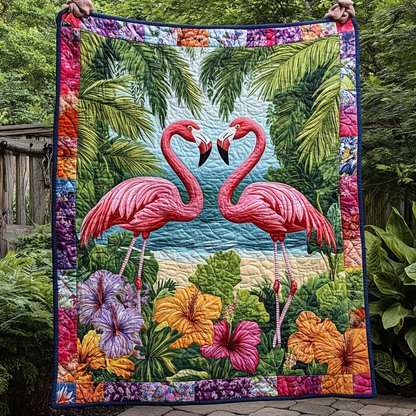 Flamingo Bliss Quilted Blanket