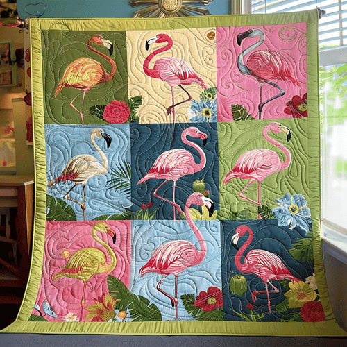 Flamingo Coast Quilted Blanket
