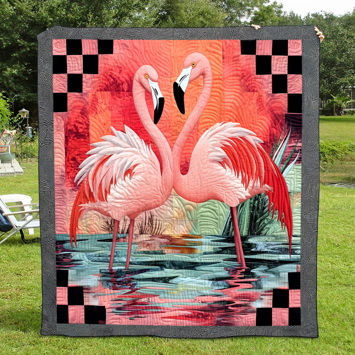Flamingo Fancy Quilted Blanket