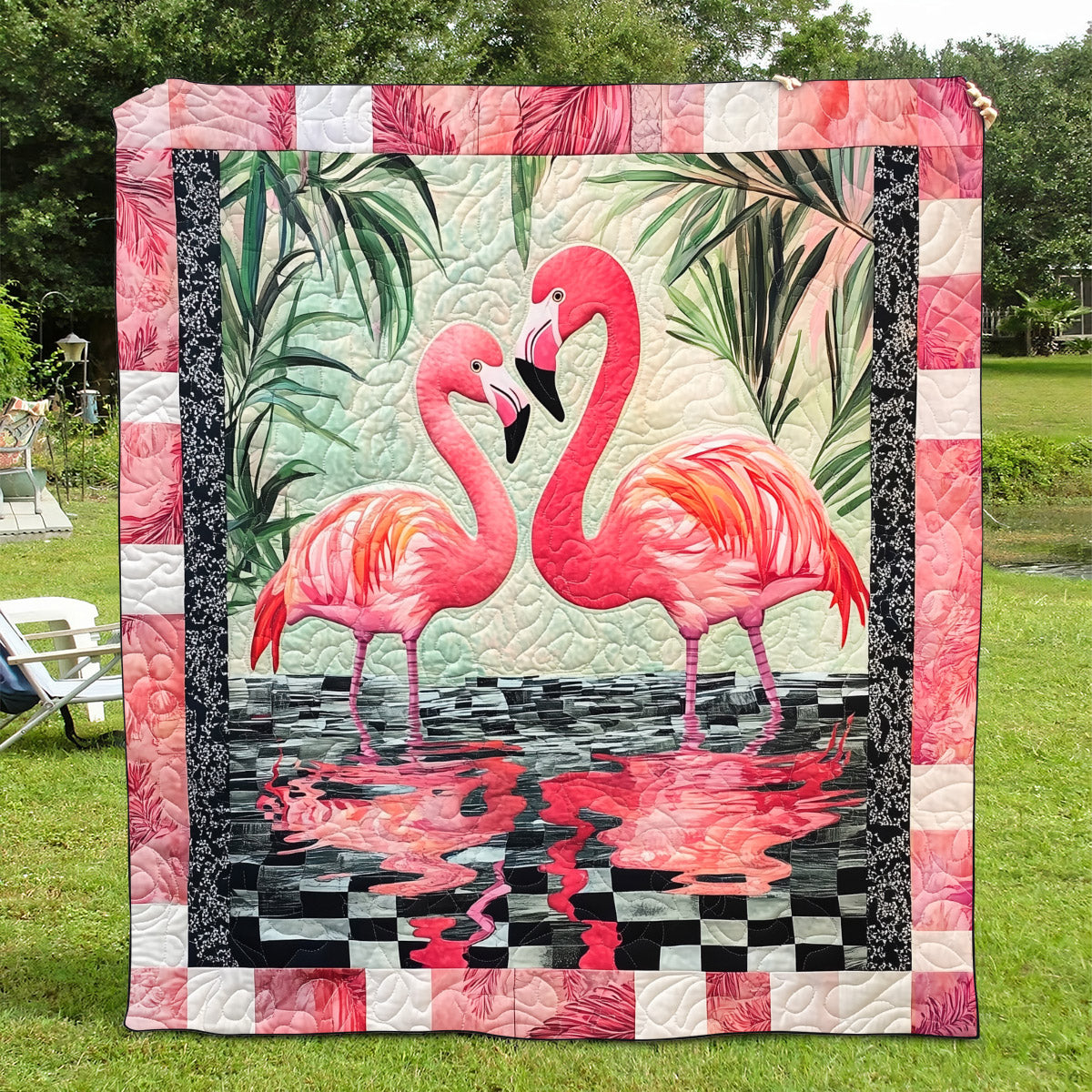 Flamingo Fest Quilted Blanket