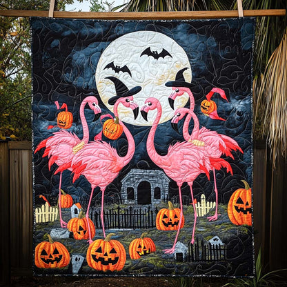 Flamingo Flock Quilted Blanket