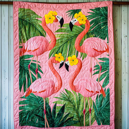 Flamingo Flutter Quilted Blanket