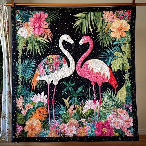 Flamingo Grace Quilted Blanket