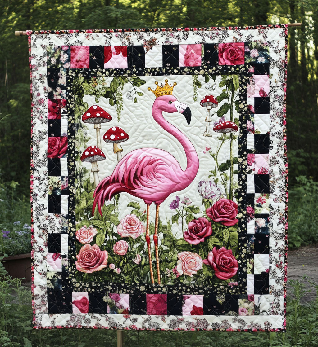Flamingo Harmony Quilted Blanket