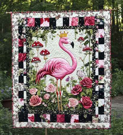 Flamingo Harmony Quilted Blanket