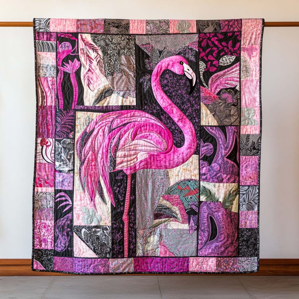 Flamingo Joy Quilted Blanket