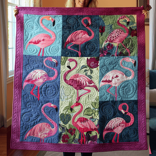 Flamingo Lagoon Quilted Blanket