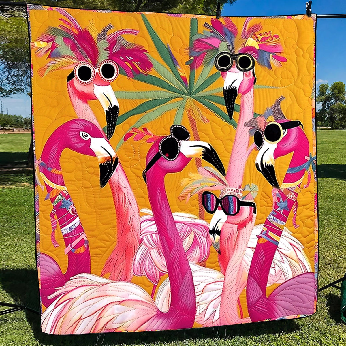 Flamingo Quilted Blanket