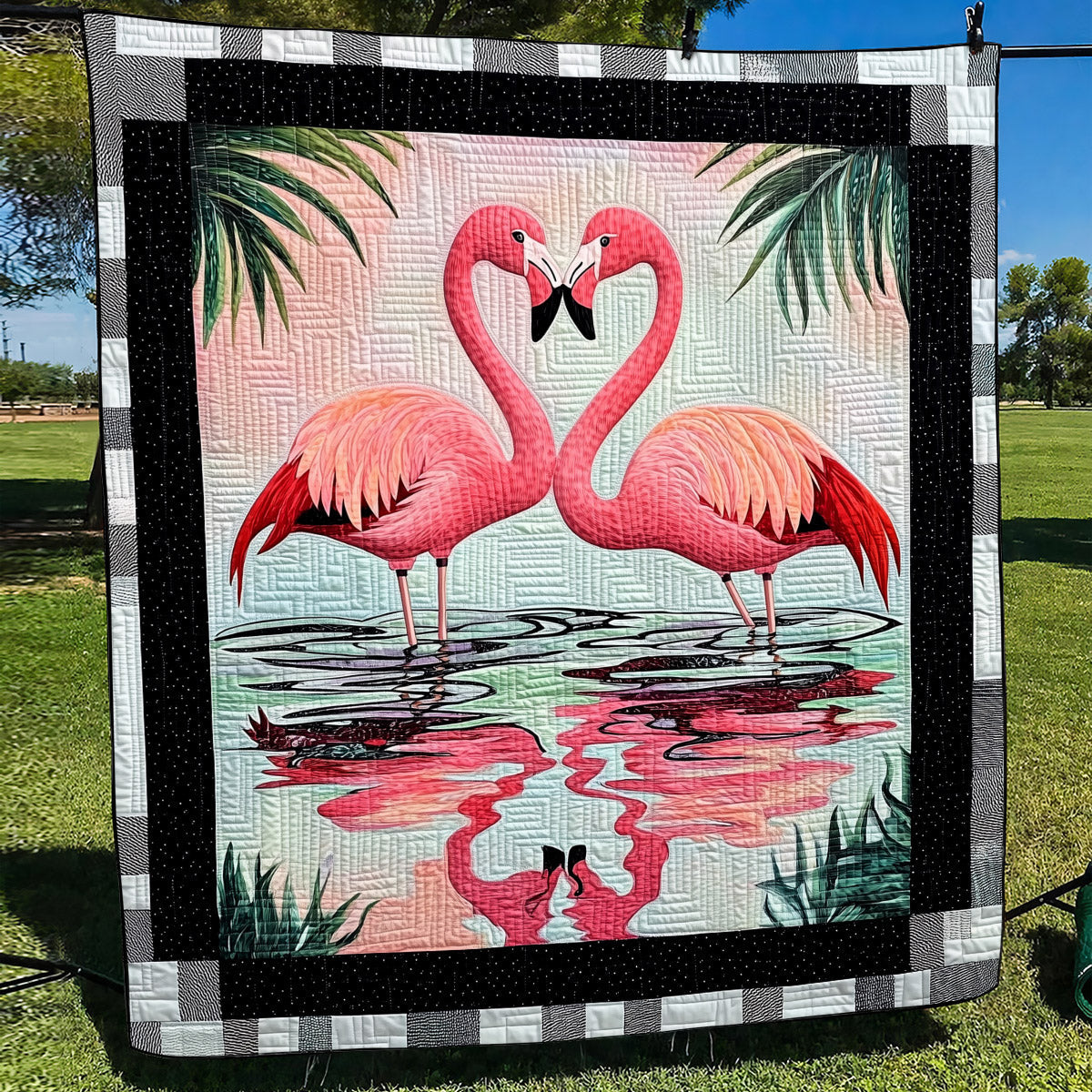 Flamingo Parade Quilted Blanket