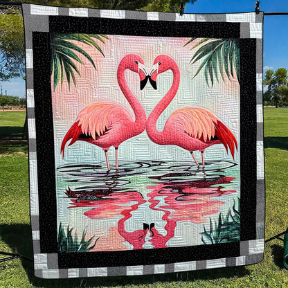 Flamingo Parade Quilted Blanket