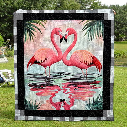 Flamingo Parade Quilted Blanket