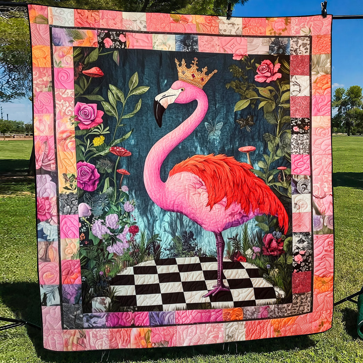 Flamingo Paradise Quilted Blanket