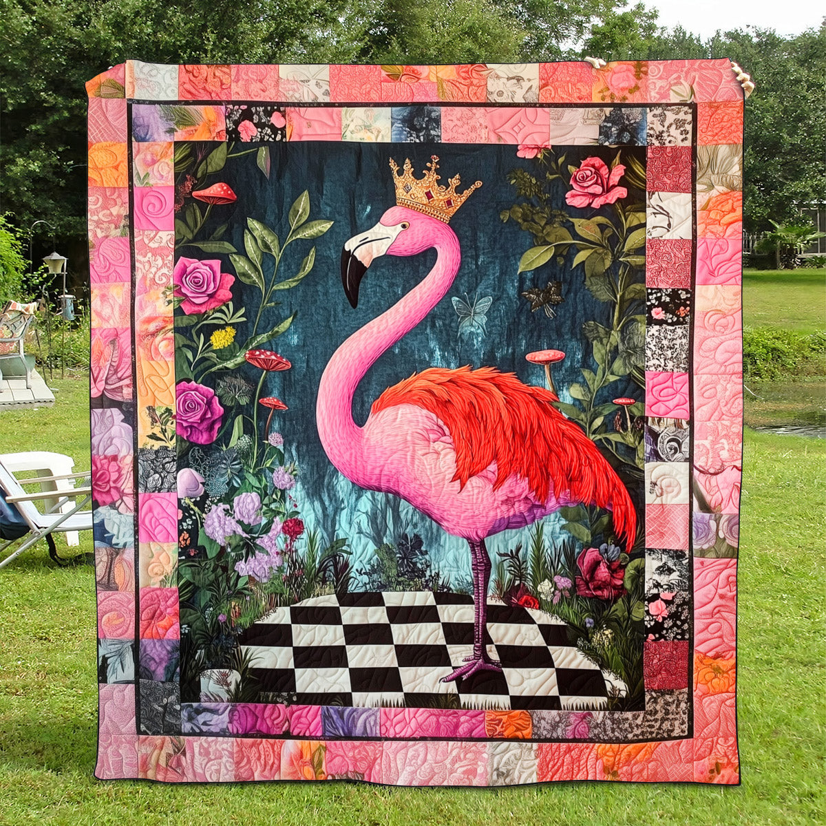 Flamingo Paradise Quilted Blanket